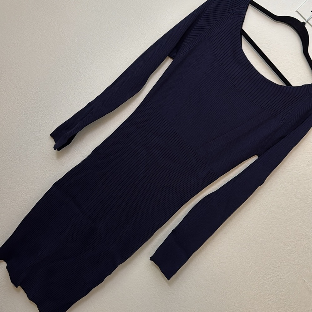 Jason Wu navy knit Elegant Navy Off-Shoulder sweater Dress XL - Picture 6 of 9